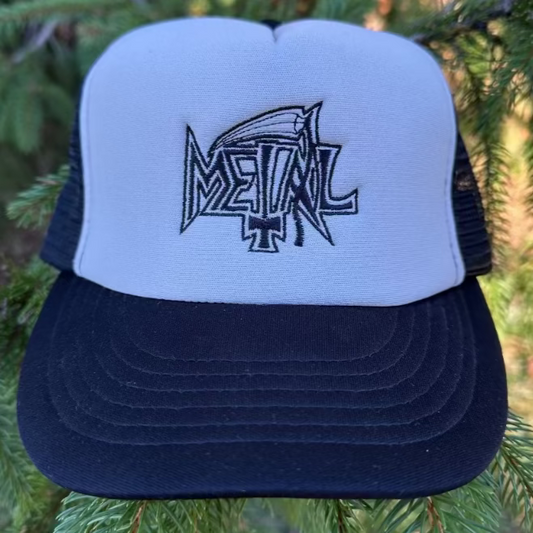 METAL DEATH LOGO TRUCKER HAT GRAY/BLACK