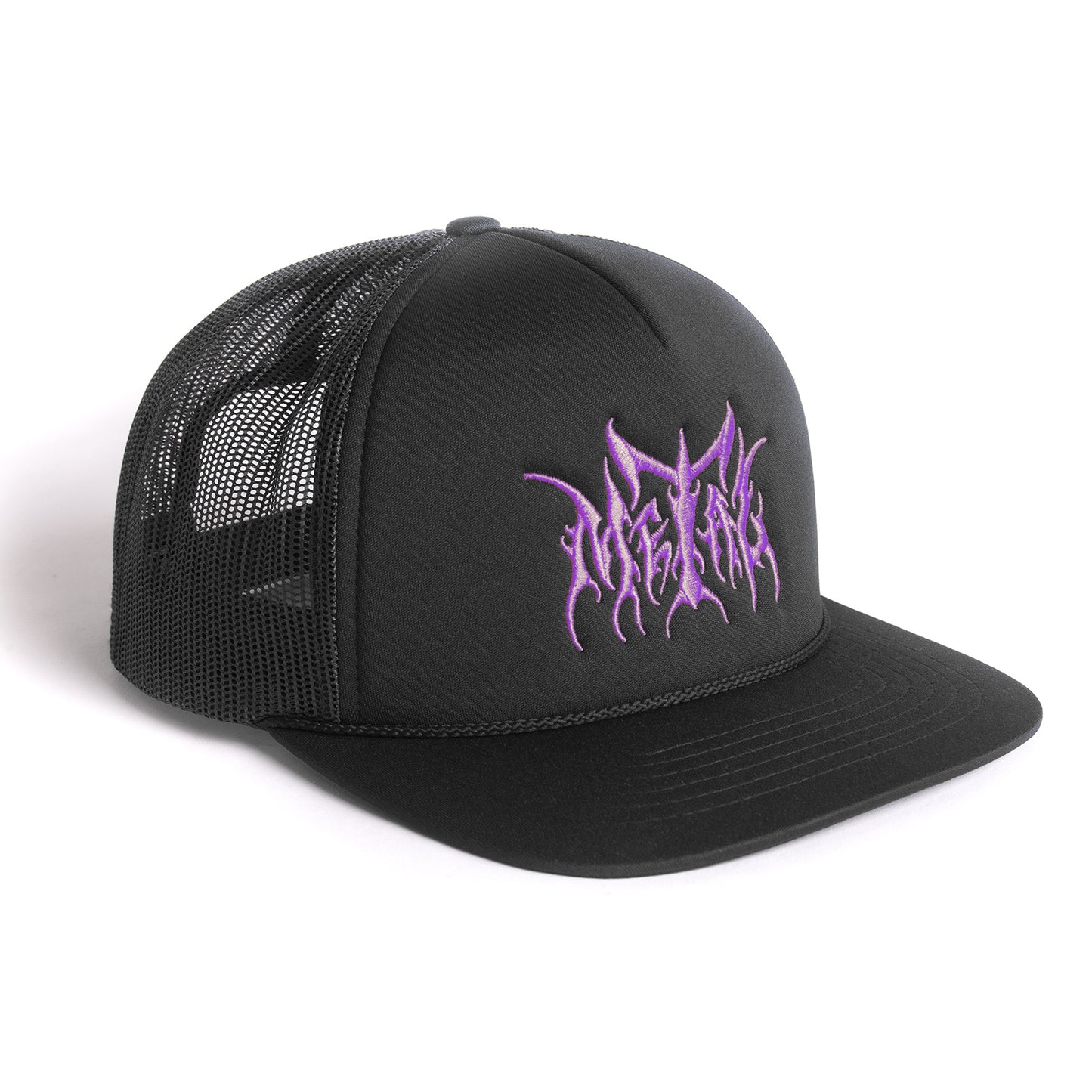 METAL LOGO TRUCKER HAT BLACK/PURPLE