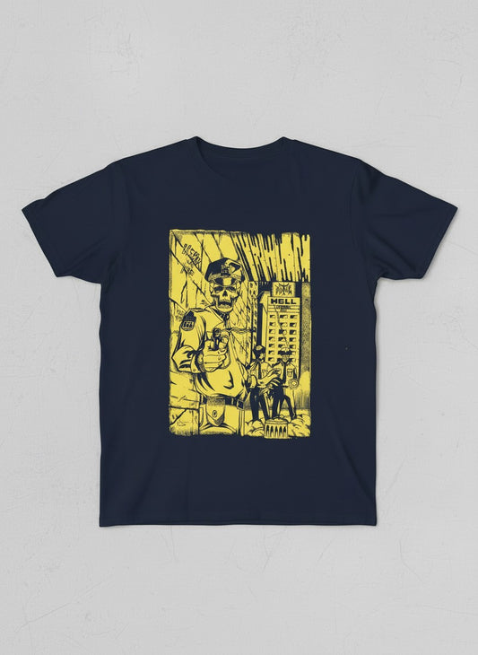 METAL COPS T-SHIRT NAVY/YELLOW